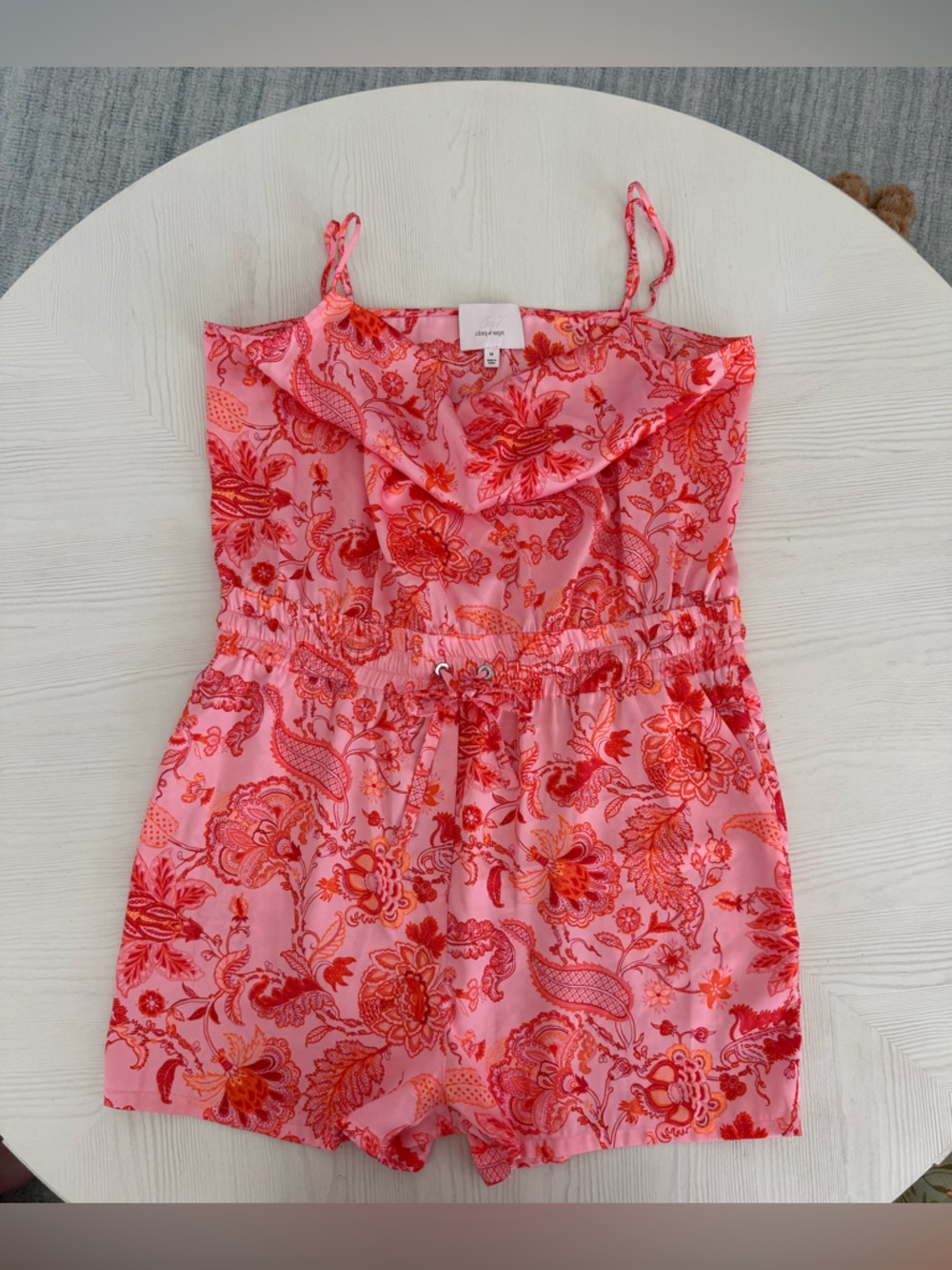 NWOT Cinq a Sept Pink/Red Paisley Romper